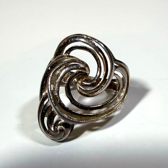 Unbranded Jewelry - Vintage Sterling Silver 925 Wavy Ornate Spiral Swirl Statement Cocktail Ring 8.5